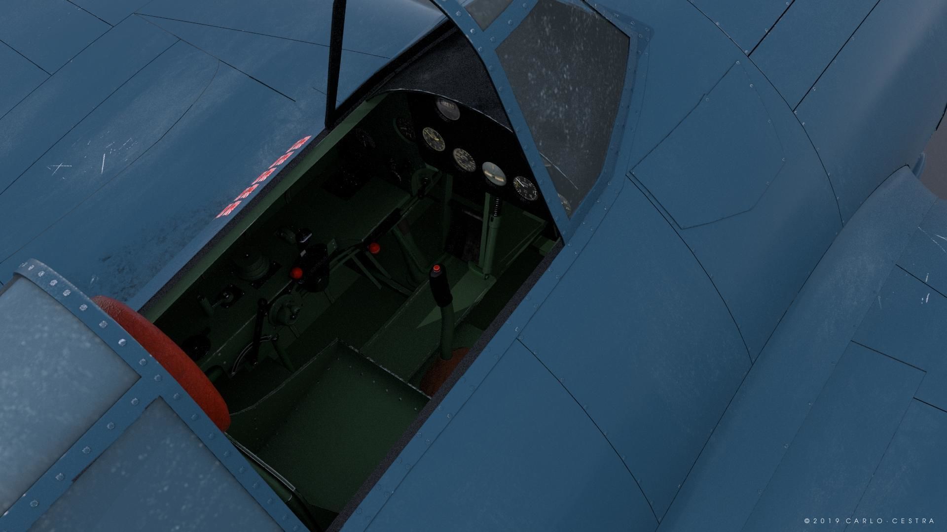 F4F-3 WILDCAT VMF-222 Low-poly 3D model_18