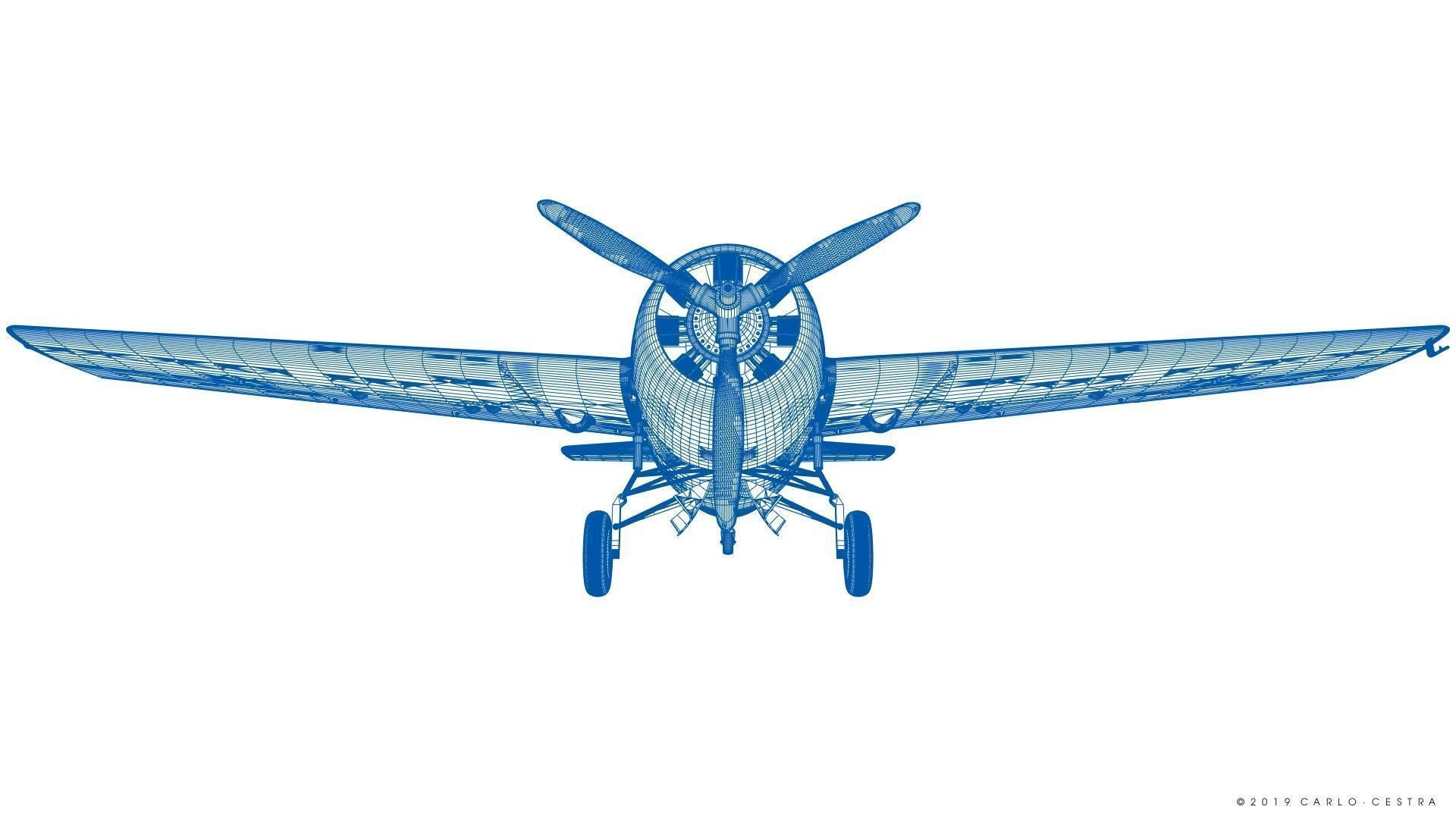 F4F-3 WILDCAT VMF-222 Low-poly 3D model_59