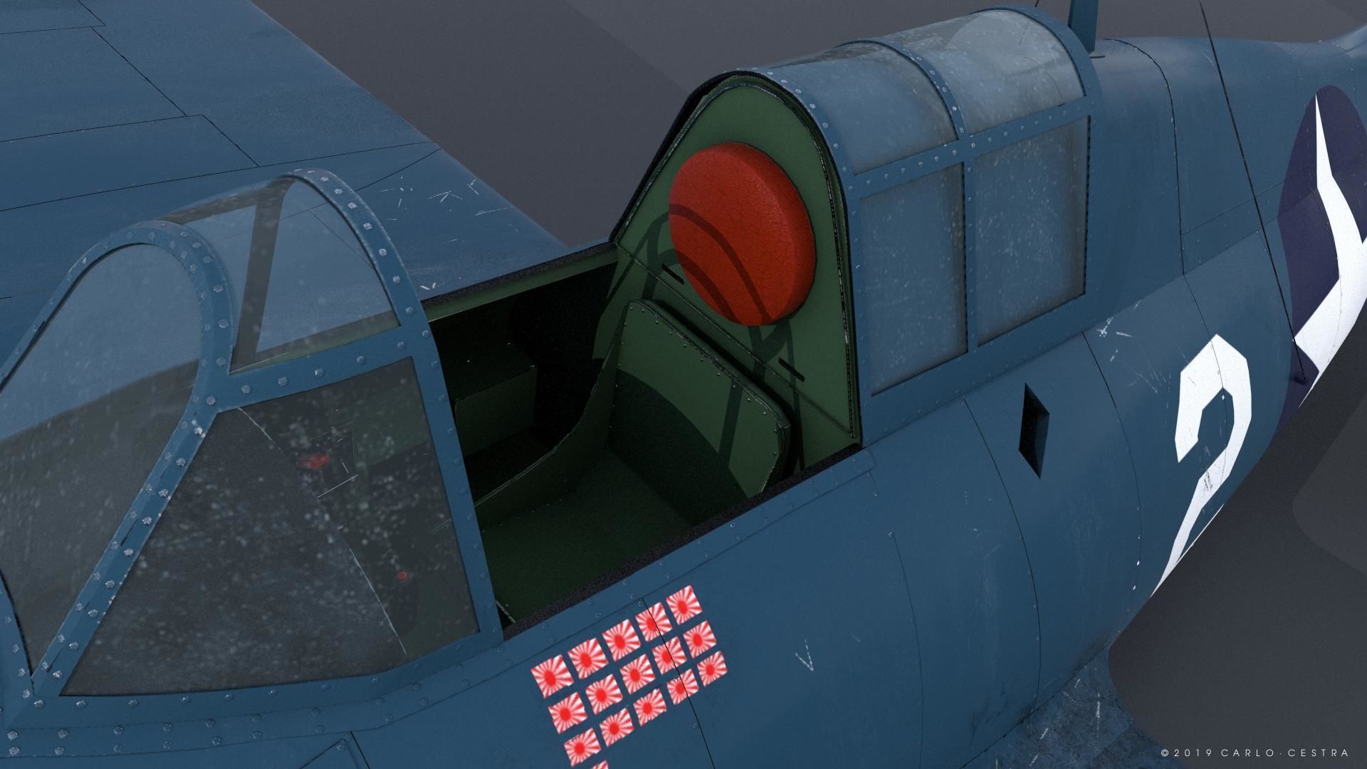 F4F-3 WILDCAT VMF-222 Low-poly 3D model_21