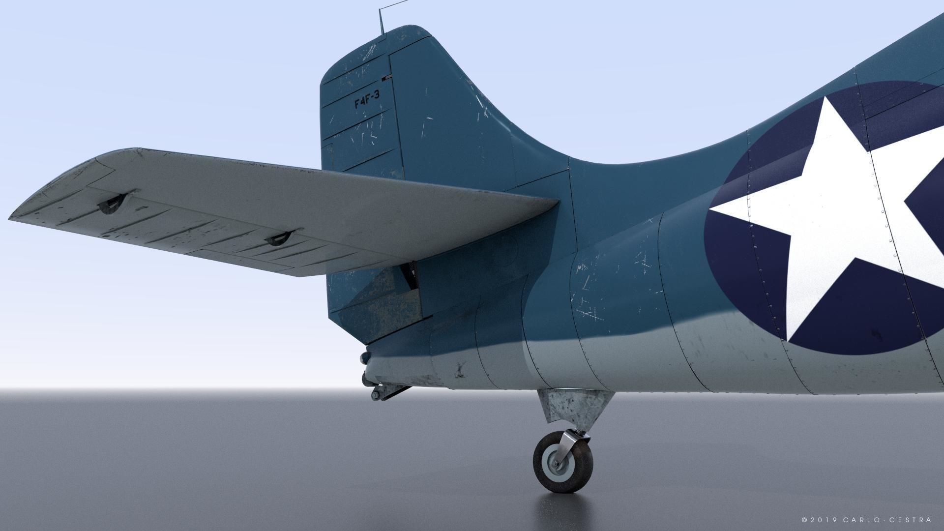 F4F-3 WILDCAT VMF-222 Low-poly 3D model_12