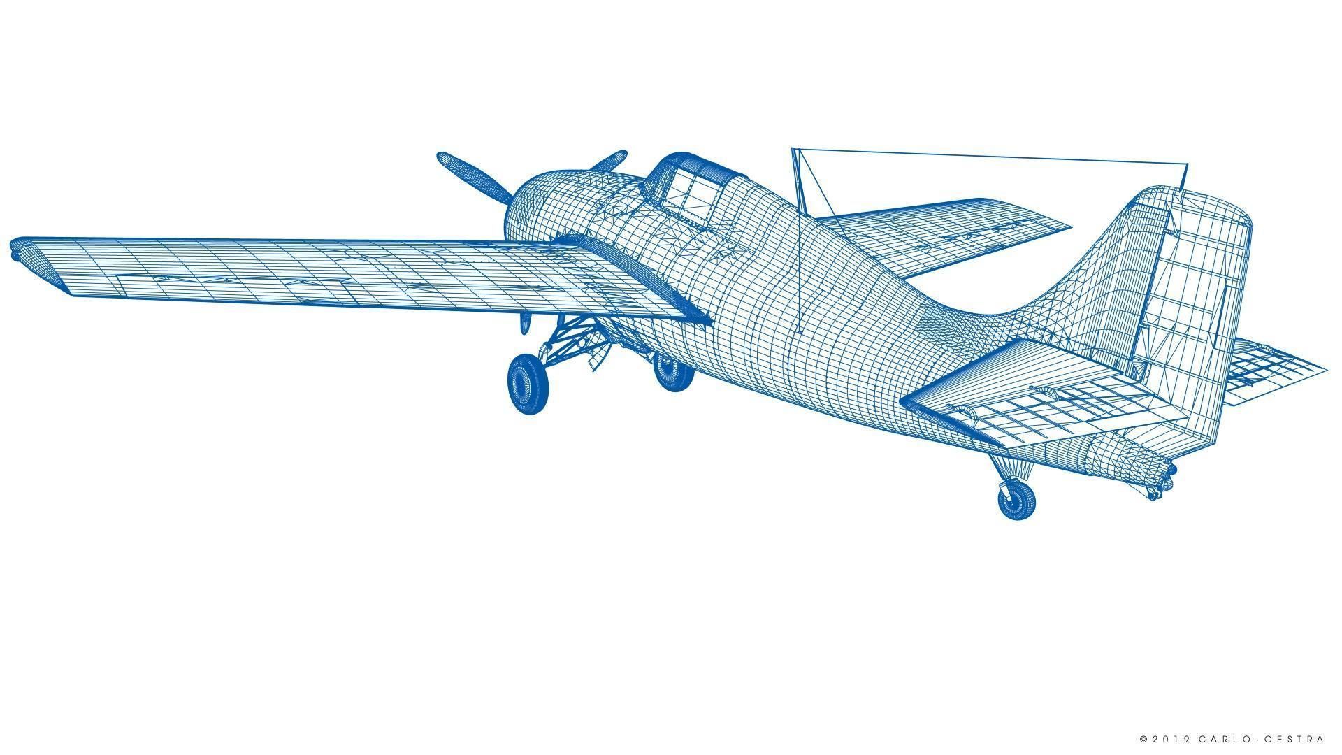 F4F-3 WILDCAT VMF-222 Low-poly 3D model_66