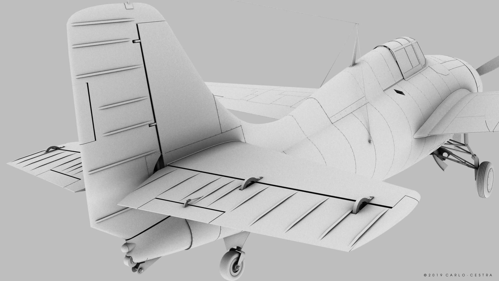 F4F-3 WILDCAT VMF-222 Low-poly 3D model_36