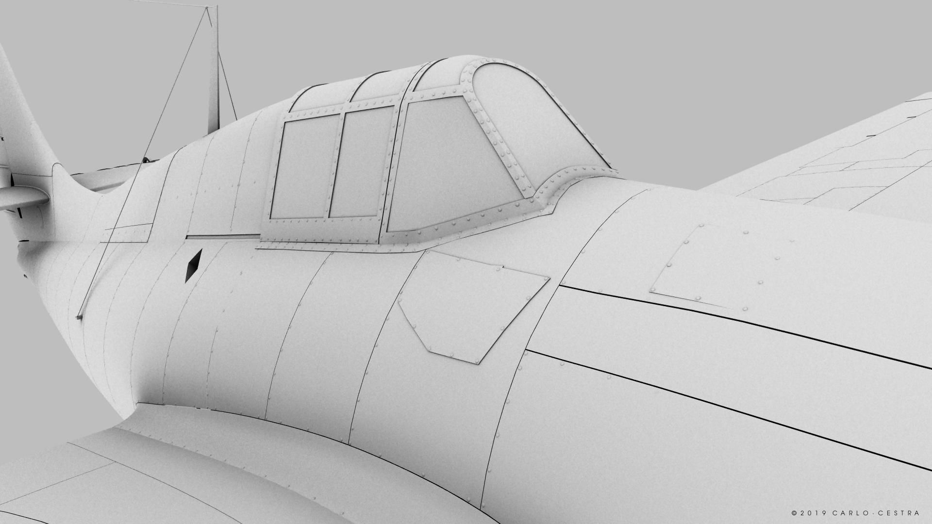 F4F-3 WILDCAT VMF-222 Low-poly 3D model_51