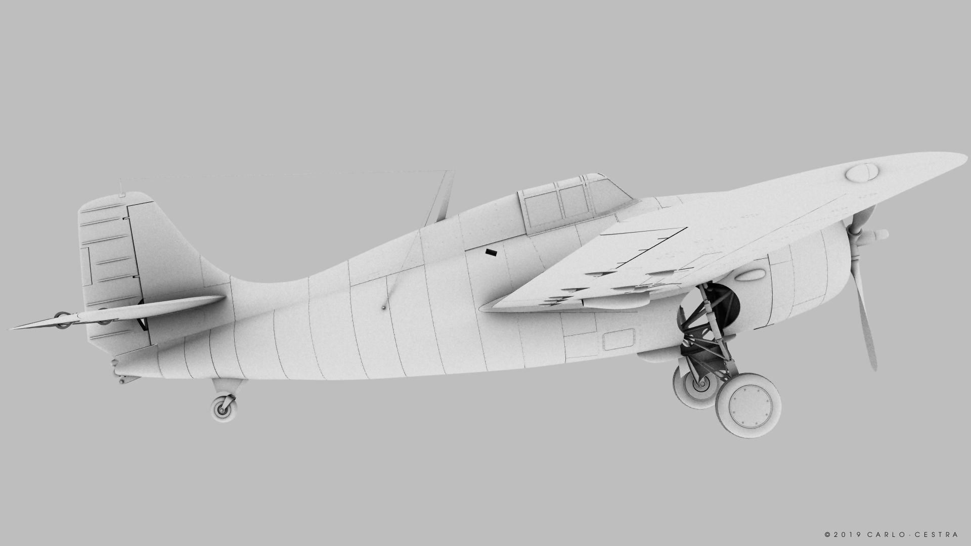F4F-3 WILDCAT VMF-222 Low-poly 3D model_38