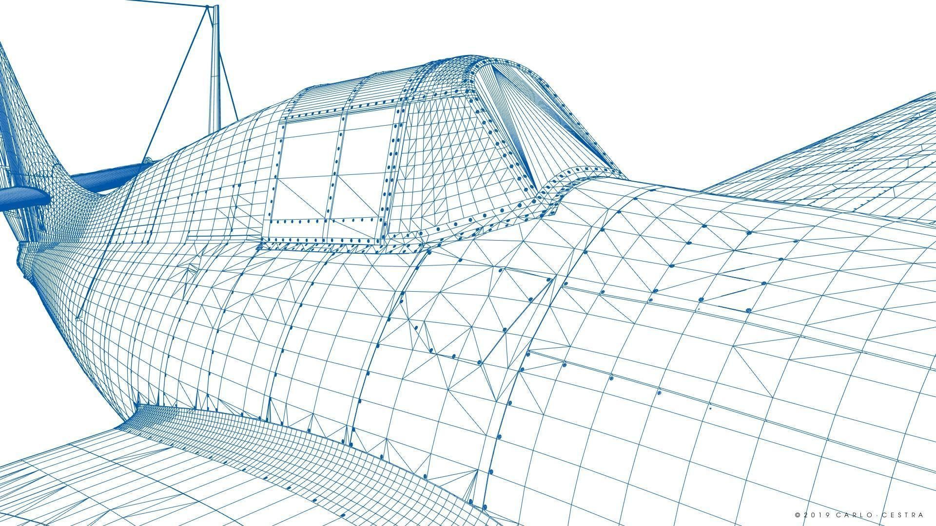 F4F-3 WILDCAT VMF-222 Low-poly 3D model_64