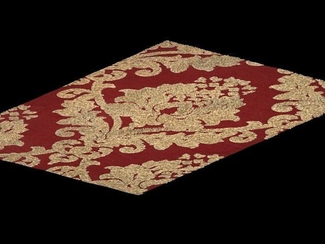 carpet gold damask rug Free 3D model