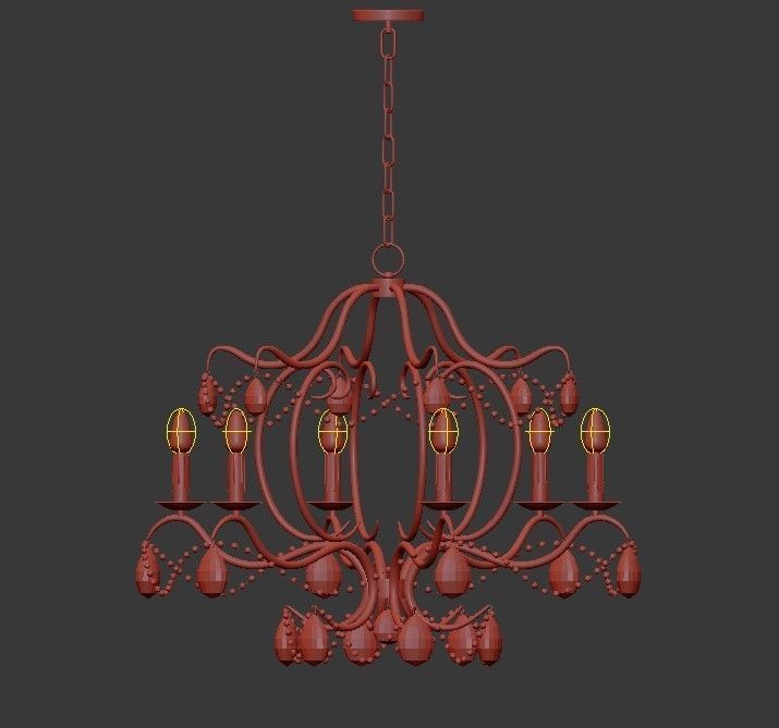 Jolie 6 Light Chandelier 3D model_1