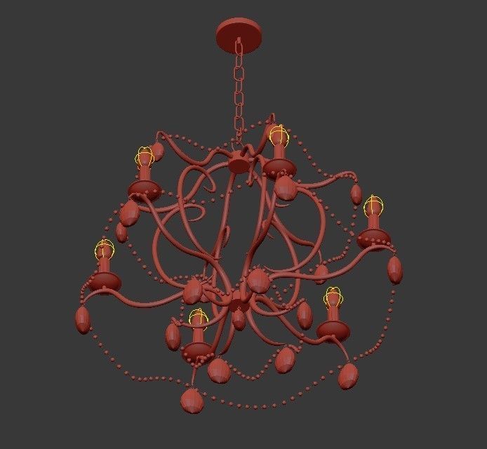 Jolie 6 Light Chandelier 3D model_2