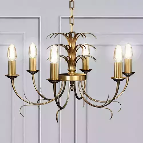 Mid Century Belgian Brass Chandelier By Boulanger