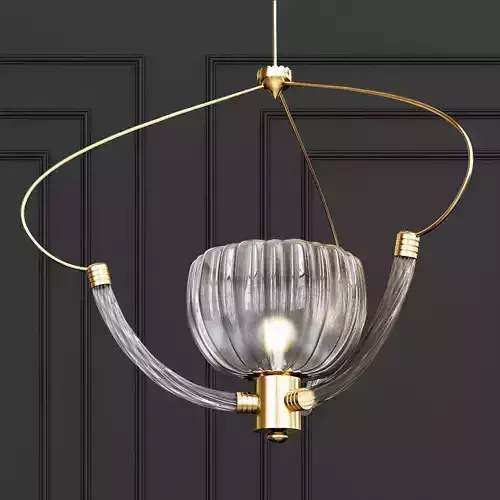 Italian Chandelier In Glass and Brass By Barovier  3D model