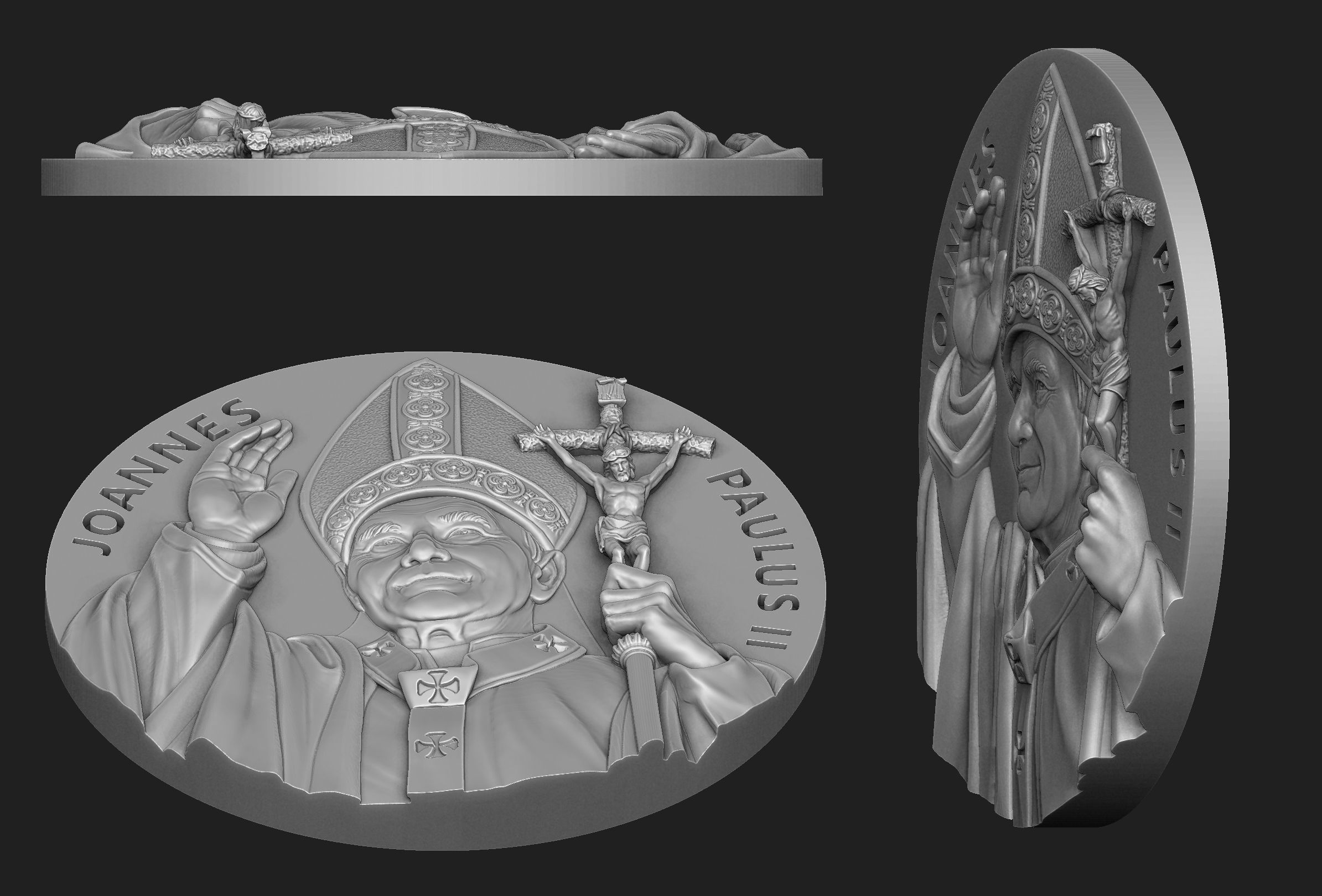 John Paul II Medallion no 2 3D print model_3