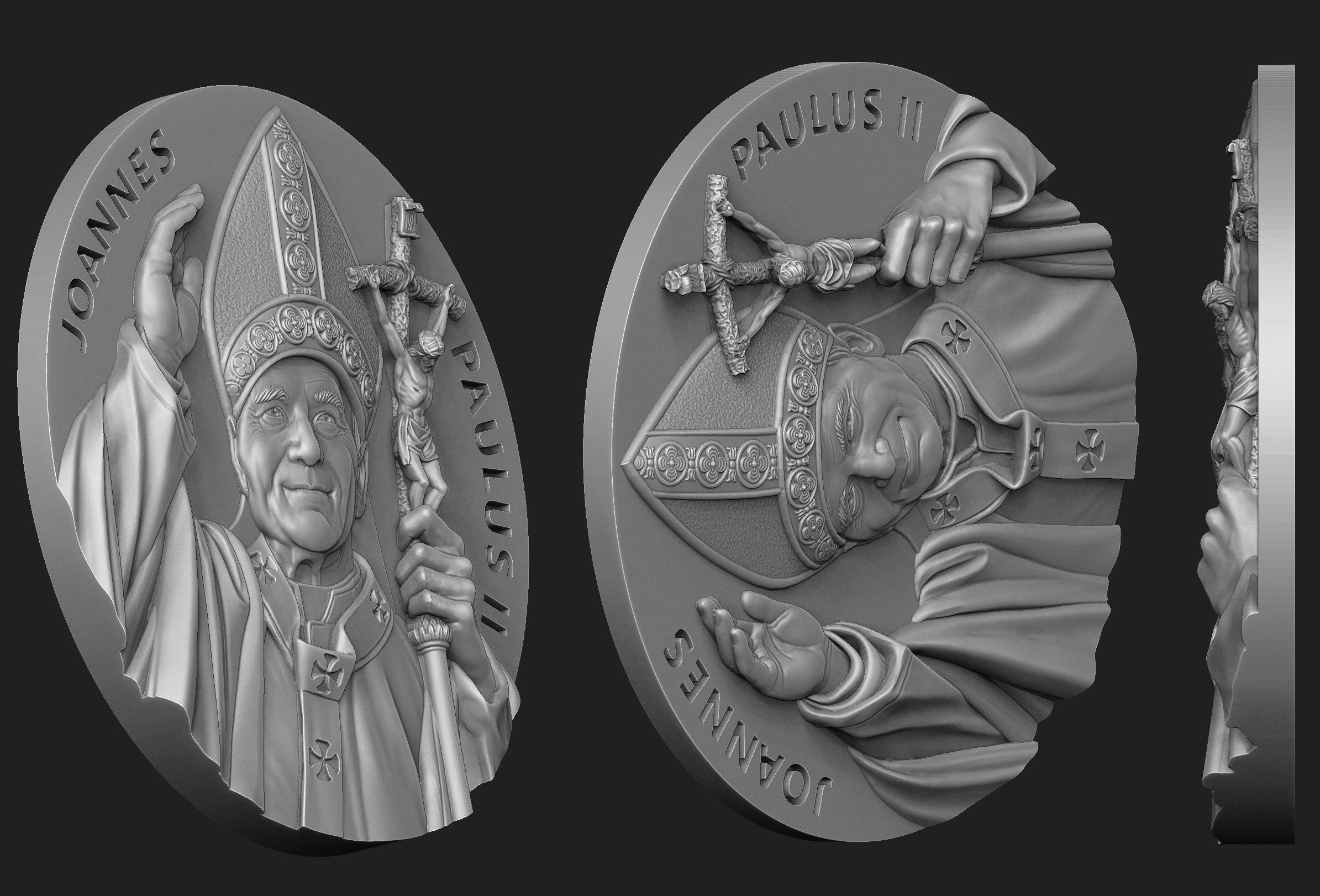 John Paul II Medallion no 2 3D print model_2