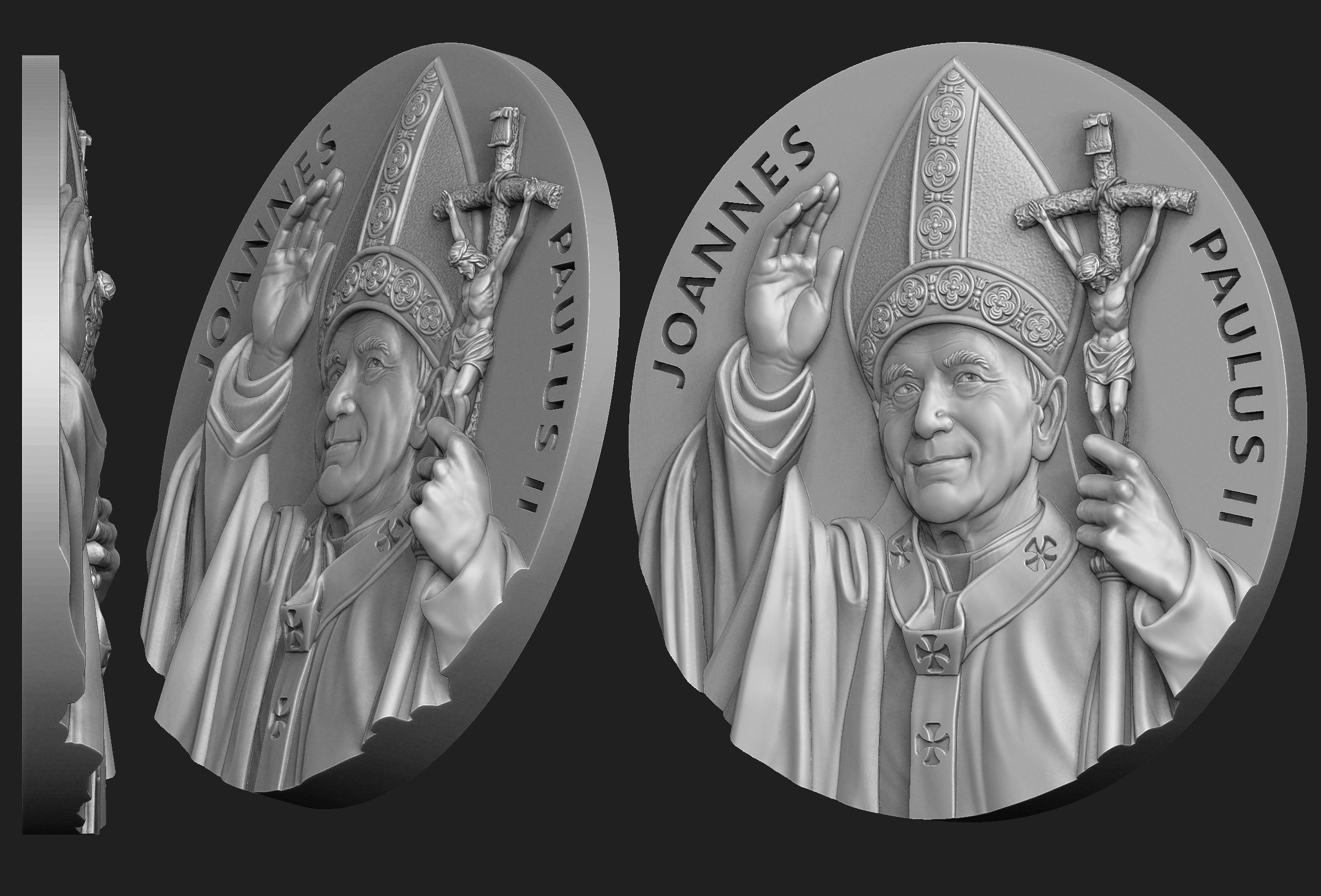 John Paul II Medallion no 2 3D print model_1