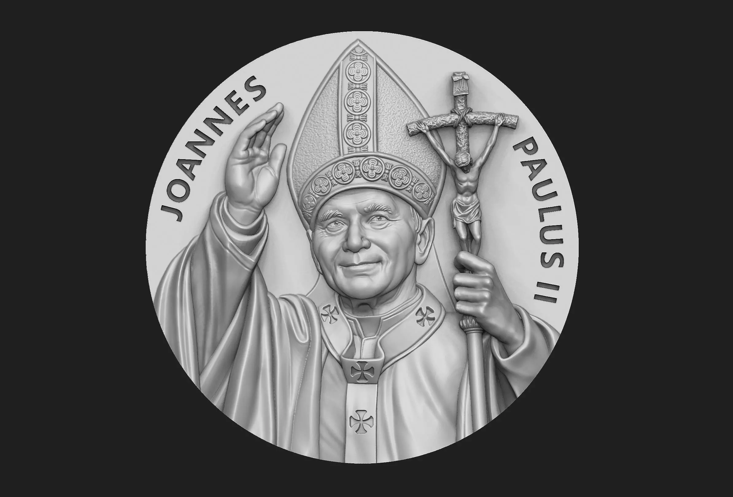 John Paul II Medallion no 2 3D print model_0