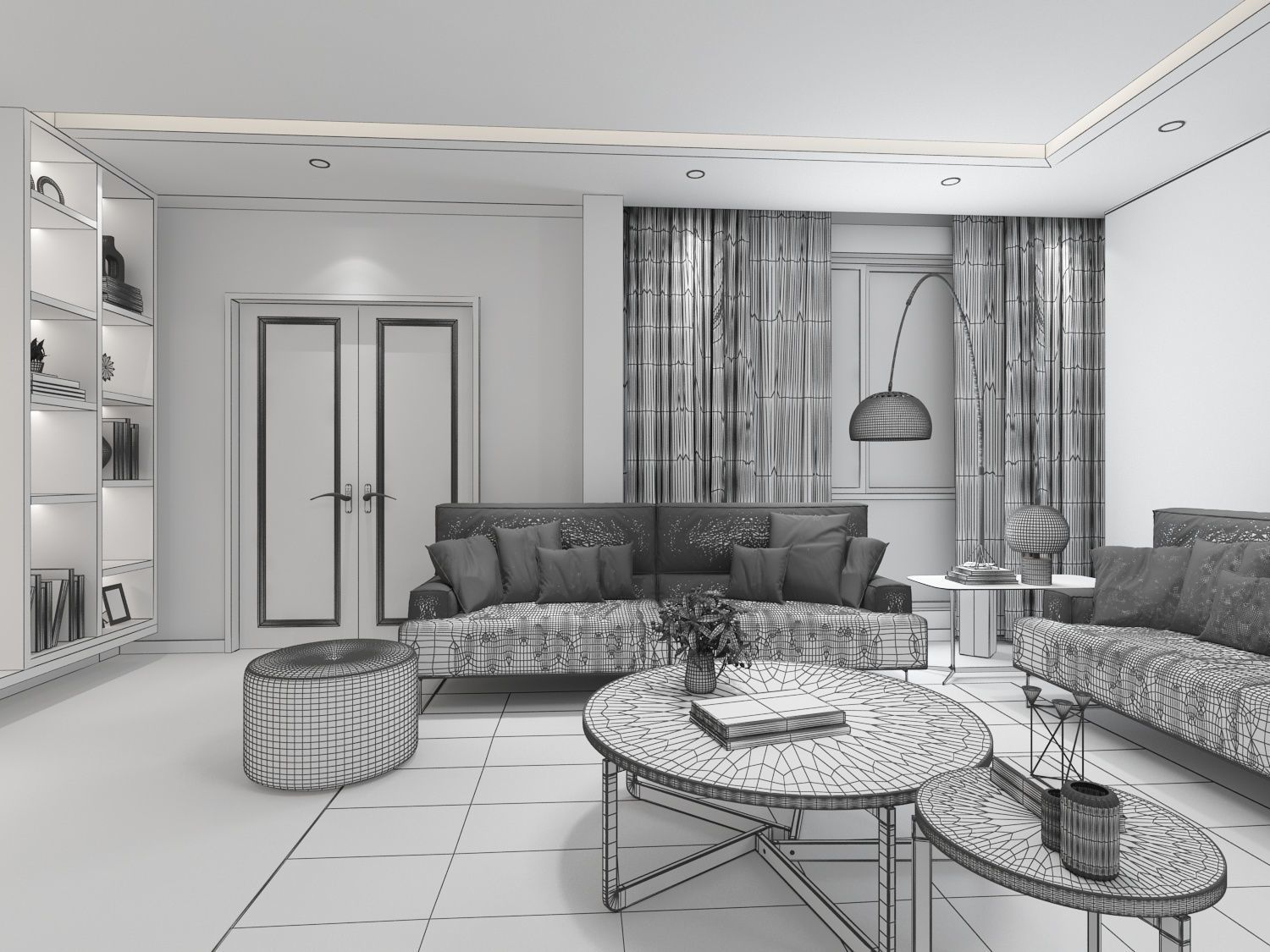 livingroom and diningroom  3D model_5