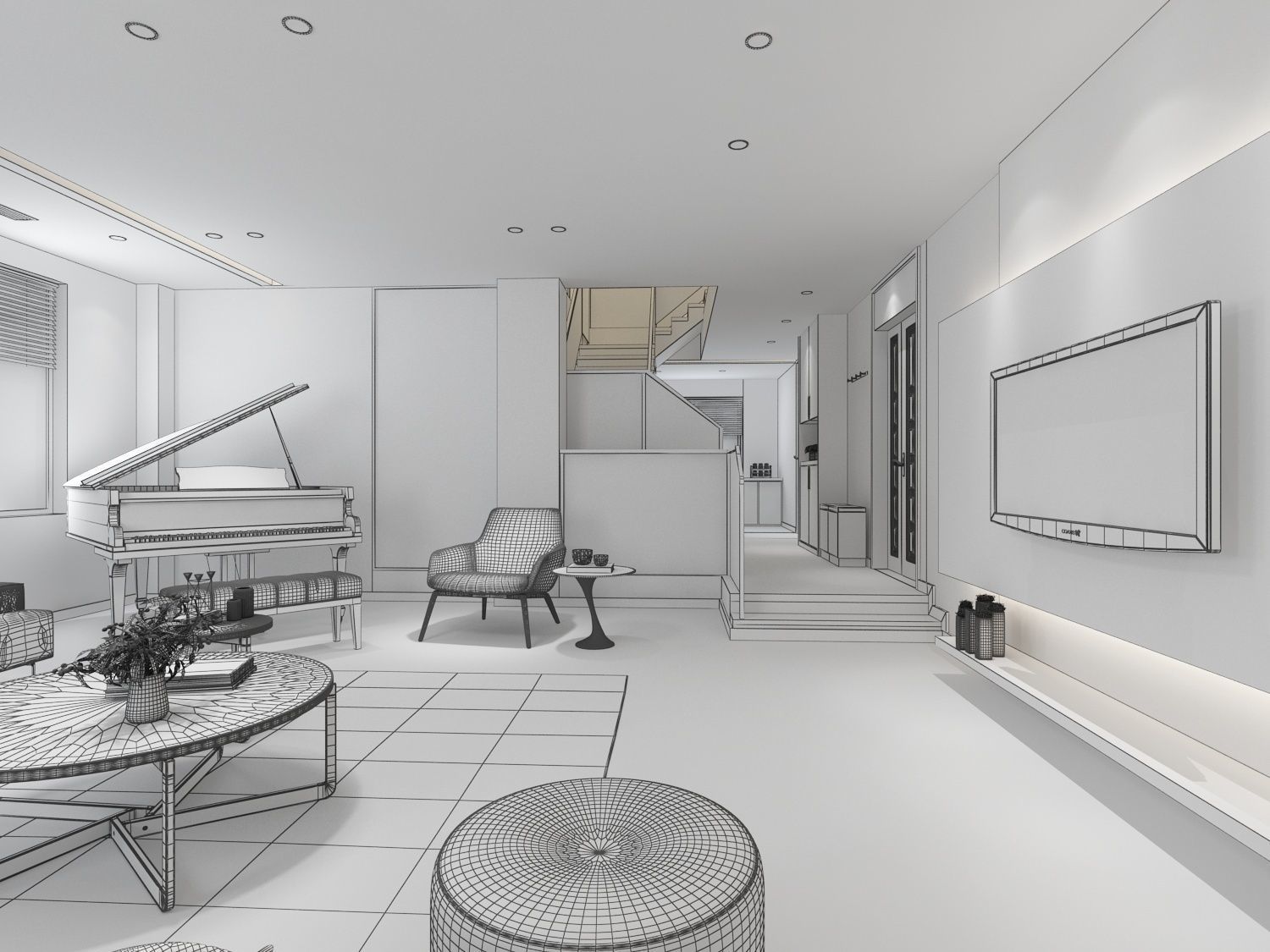 livingroom and diningroom  3D model_7