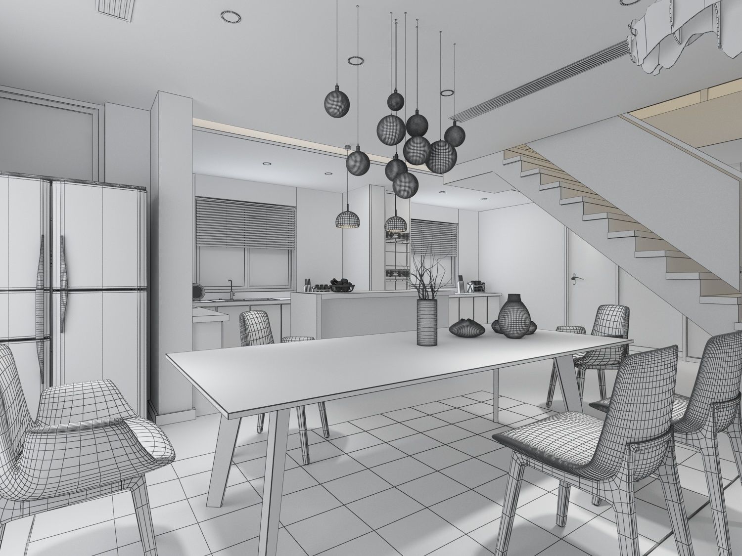 livingroom and diningroom  3D model_8