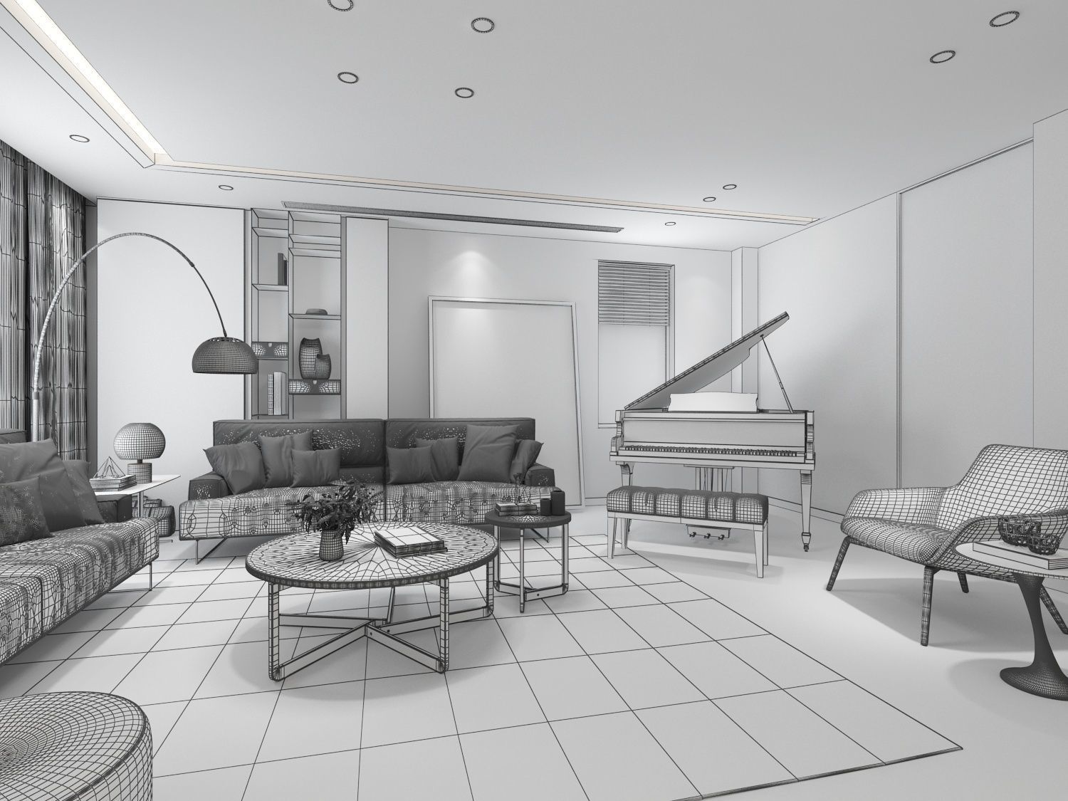 livingroom and diningroom  3D model_6