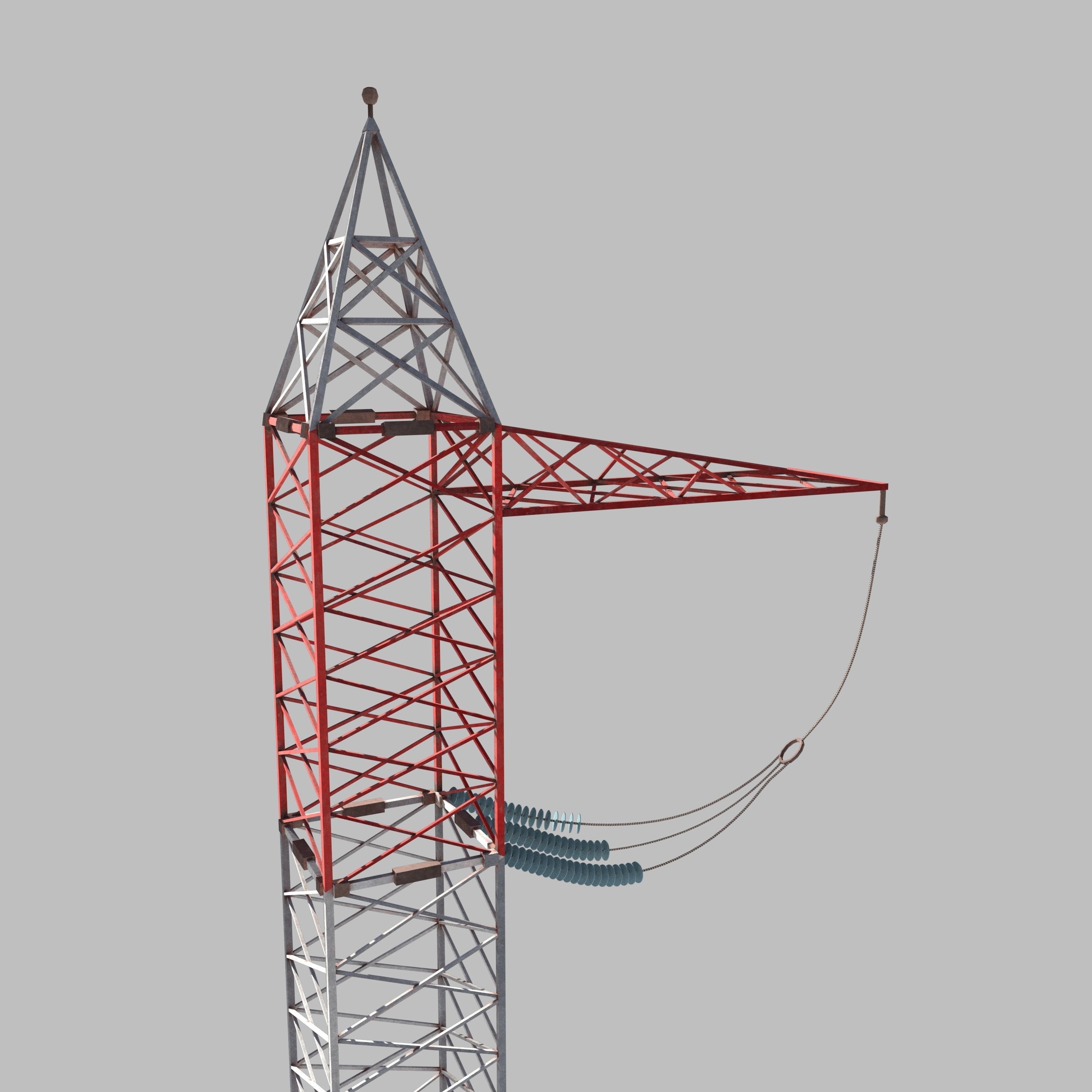 Electricity Pole 6 Low-poly 3D model_3