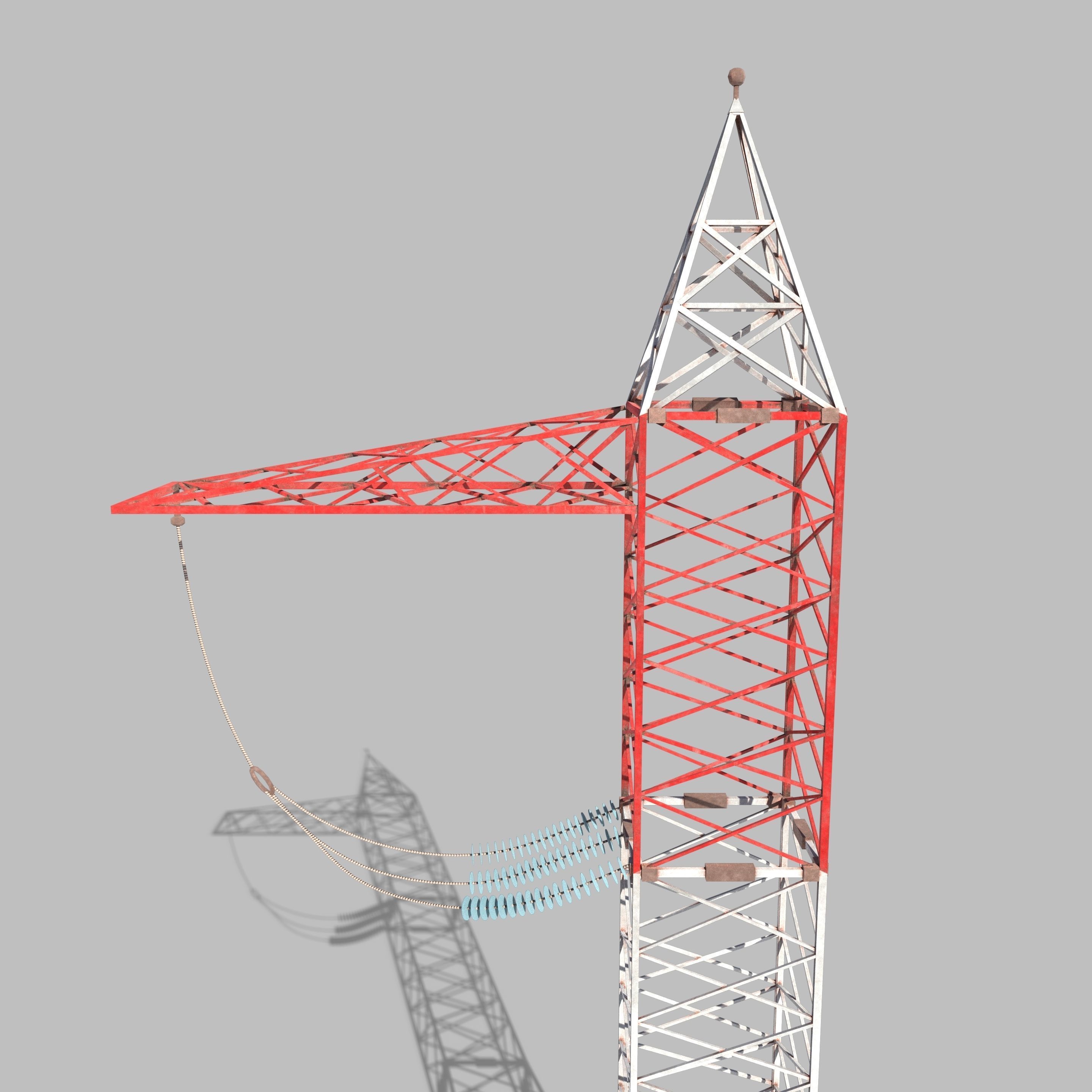 Electricity Pole 6 Low-poly 3D model_5