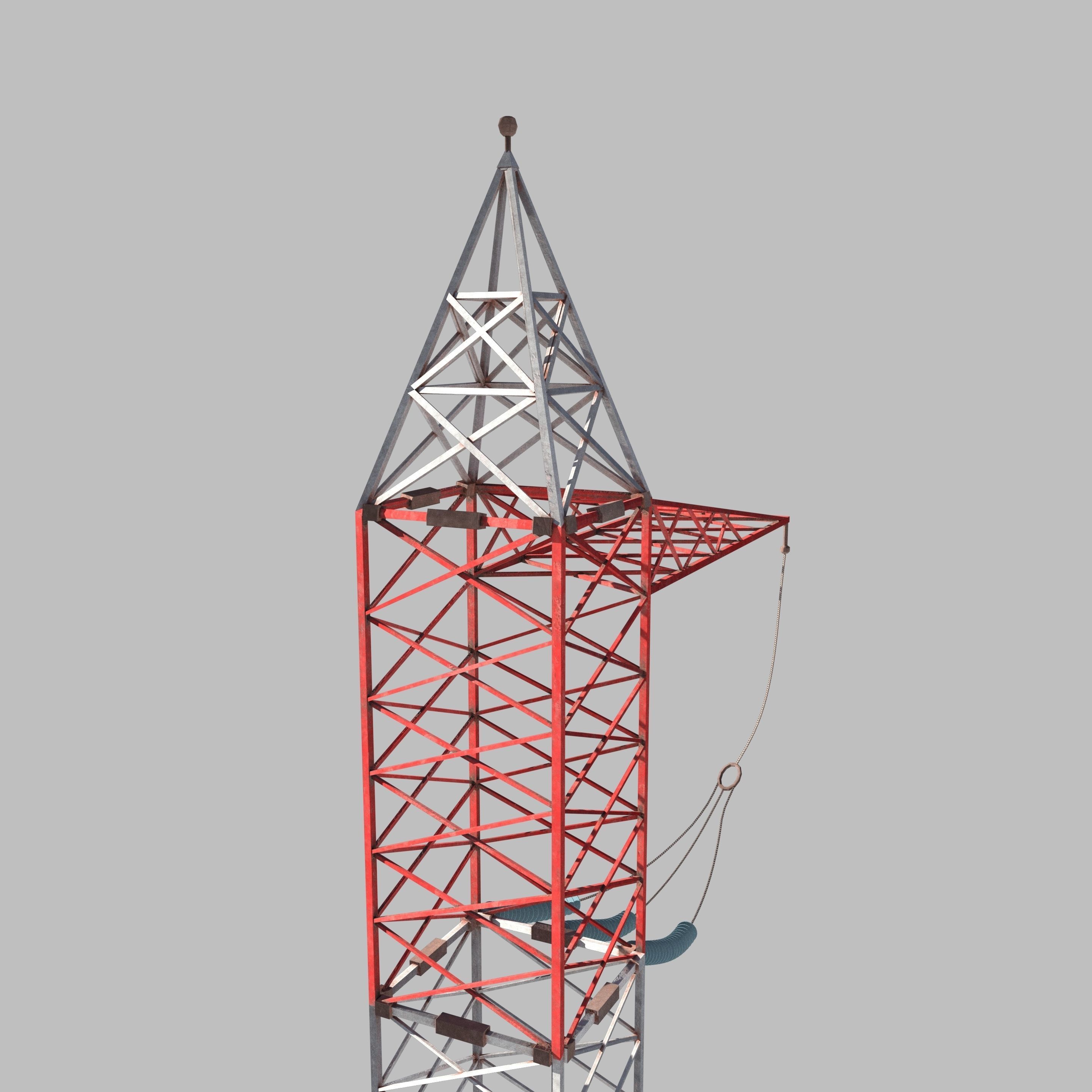 Electricity Pole 6 Low-poly 3D model_4