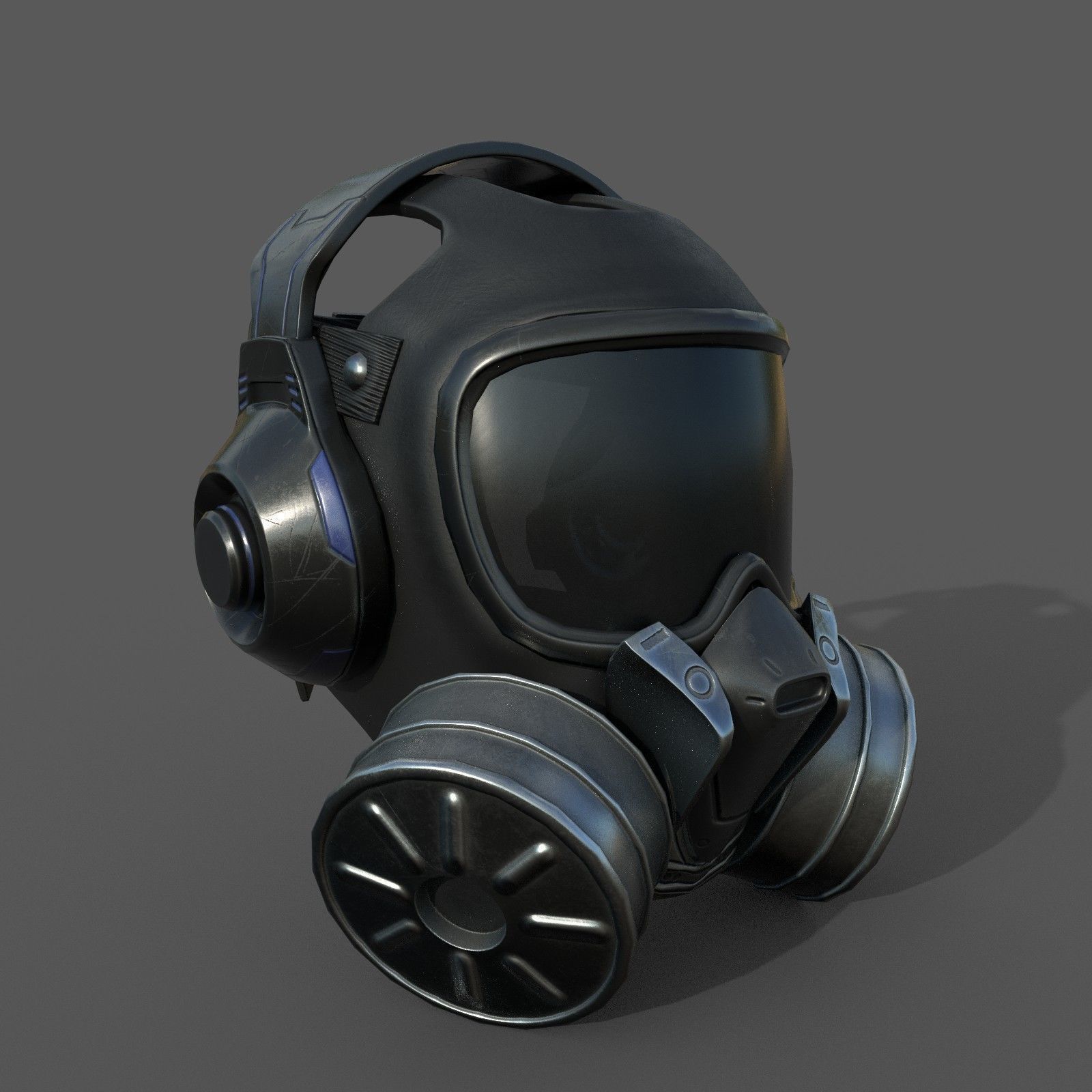 Gas mask helmet 3d model  scifi  Low-poly 3D model_3