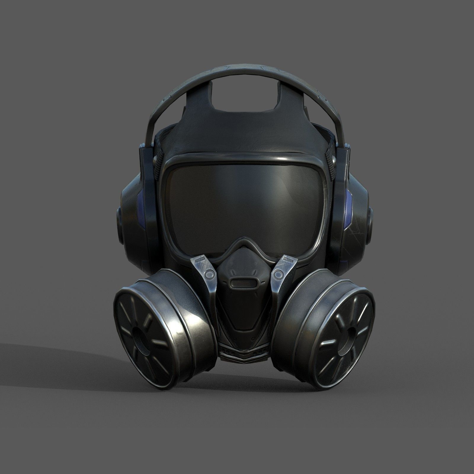 Gas mask helmet 3d model  scifi  Low-poly 3D model_1