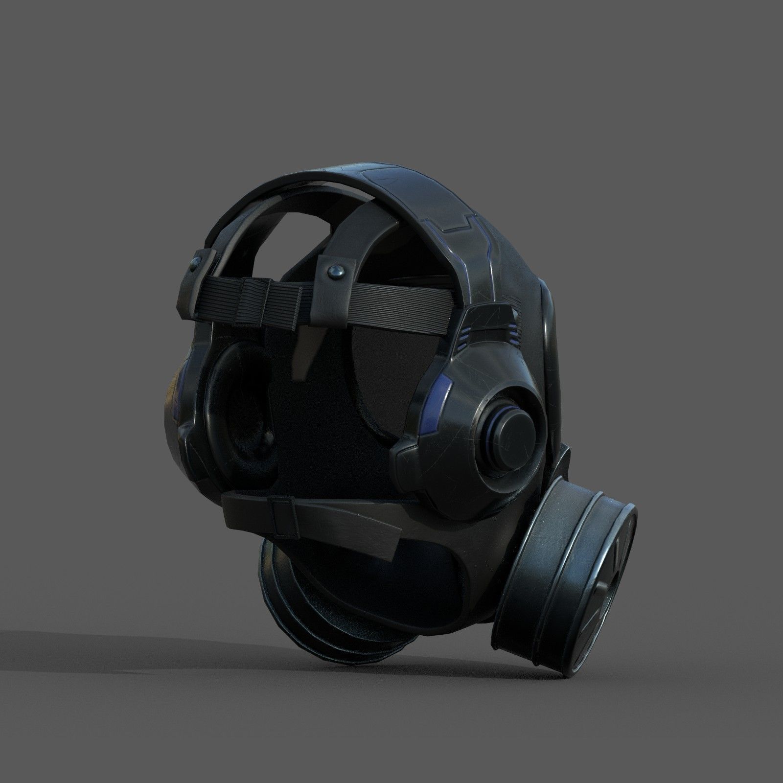 Gas mask helmet 3d model  scifi  Low-poly 3D model_2