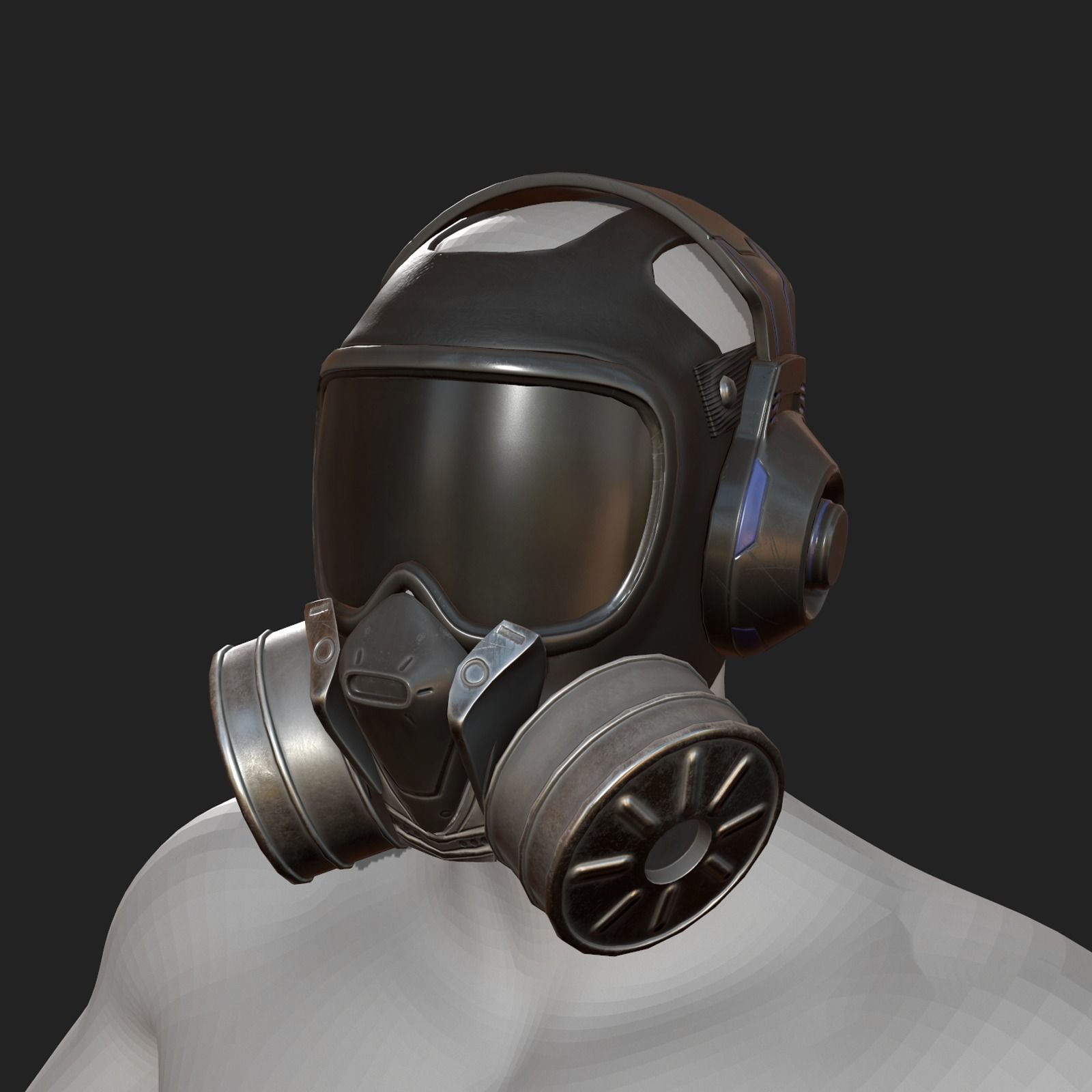 Gas mask helmet 3d model  scifi  Low-poly 3D model_5