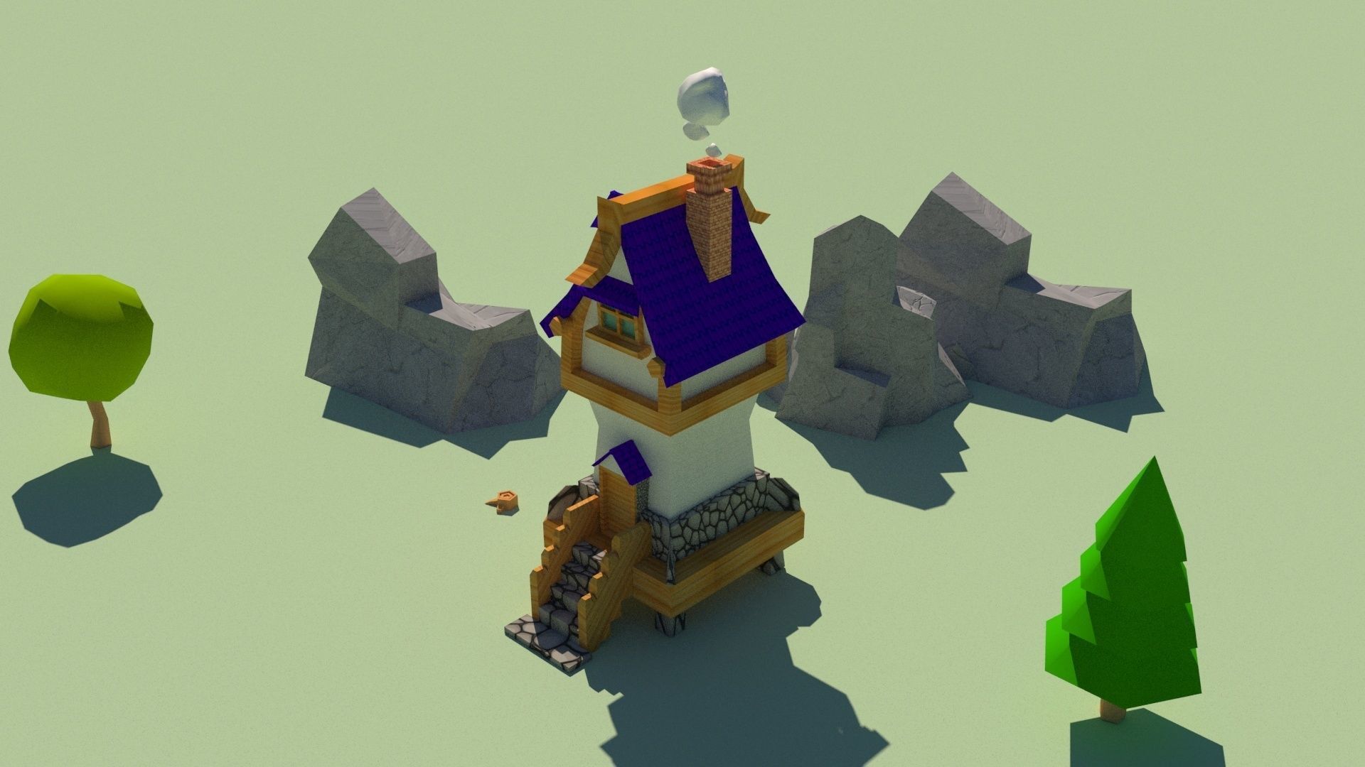 Fairytale house low poly 3D model_1