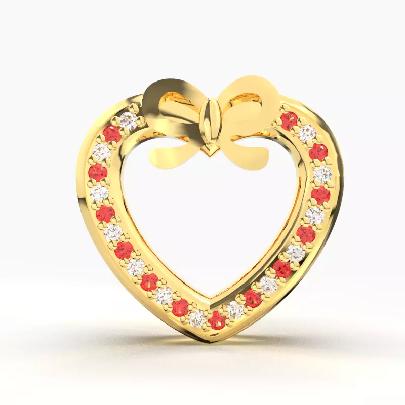 RUBY DIAMOND HEART PENDANT 3D print model
