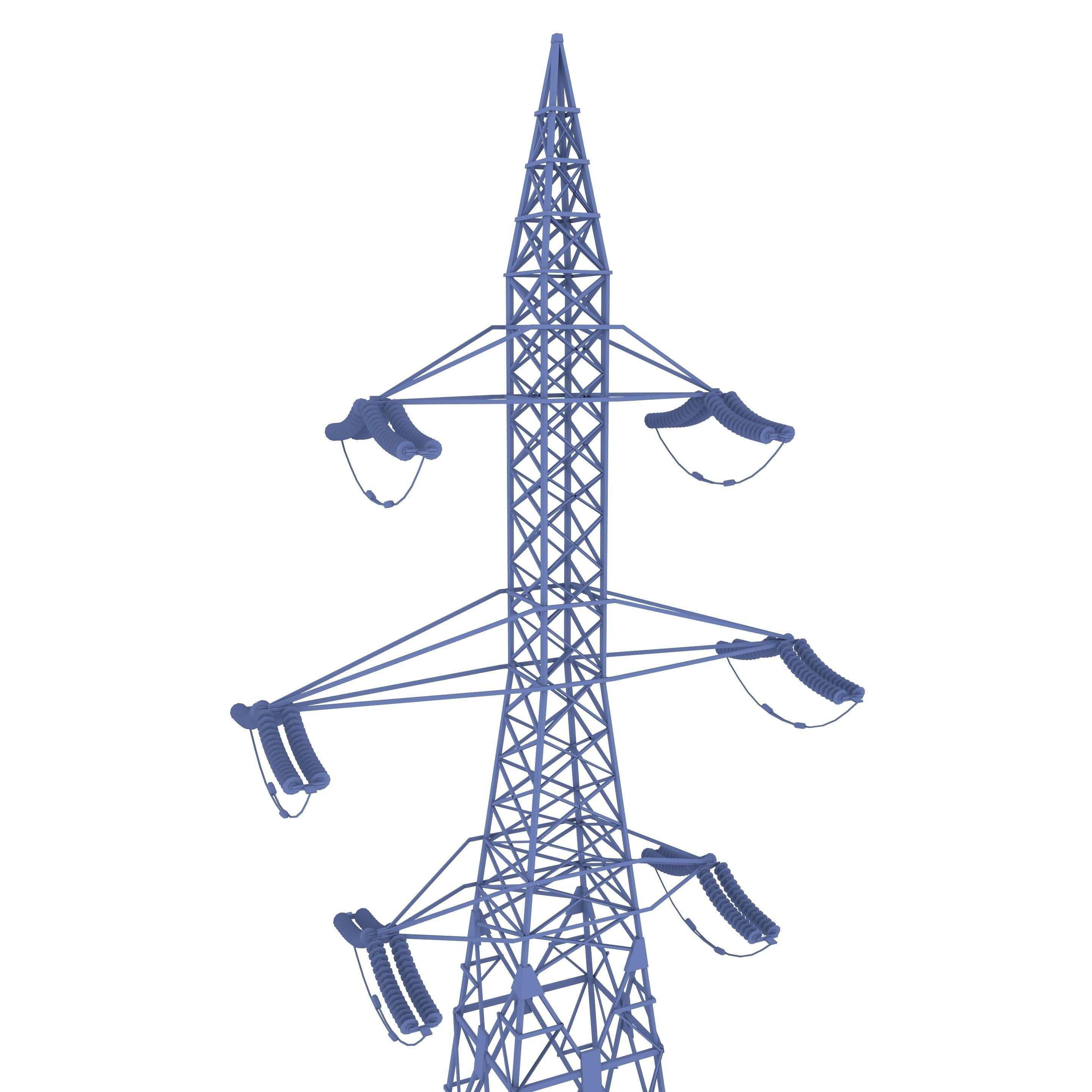 Electricity Pole 7 Low-poly 3D model_7