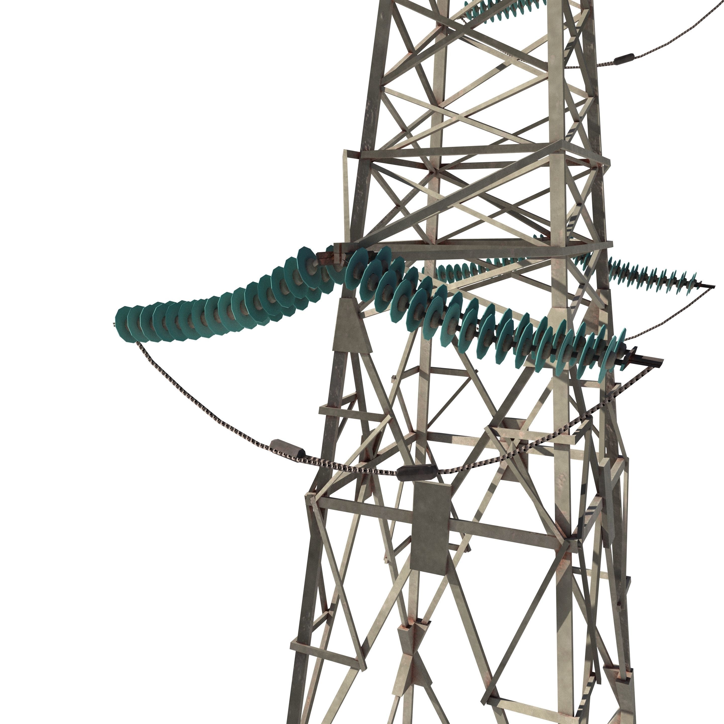 Electricity Pole 7 Low-poly 3D model_13