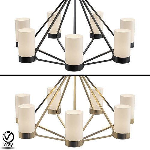 Elevate Collection 7 light Brushed Bronze Chandelier  3D model
