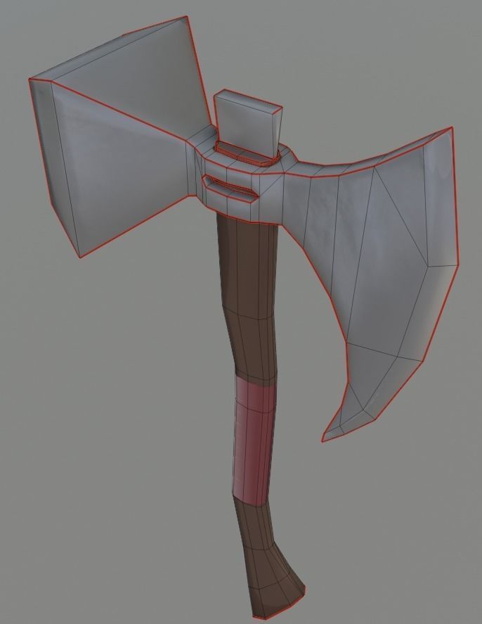 Axe-Hammer Low-poly axe Low-poly 3D model_4