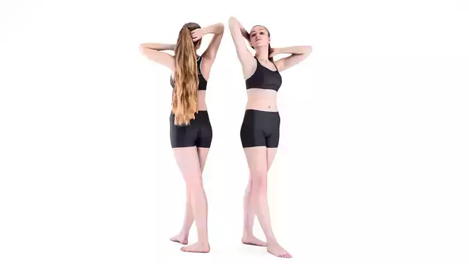 Sporty woman with long hair posing 49