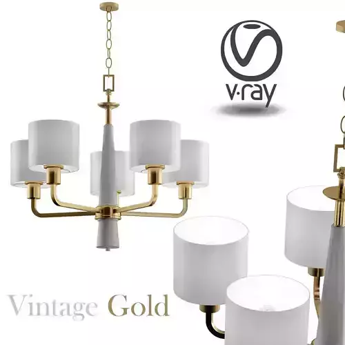 Palacio Collection 5  Light Vintage Gold Chandelier with Shade