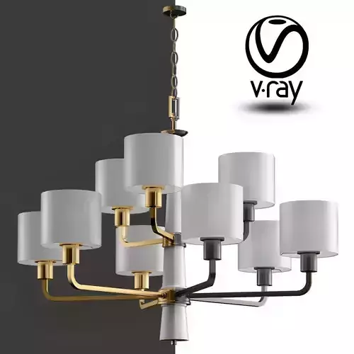 Palacio Collection 9 Light Vintage Gold Chandelier with Shade