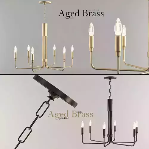 Brigitte 6 Light 25  Aged Brass Pendant