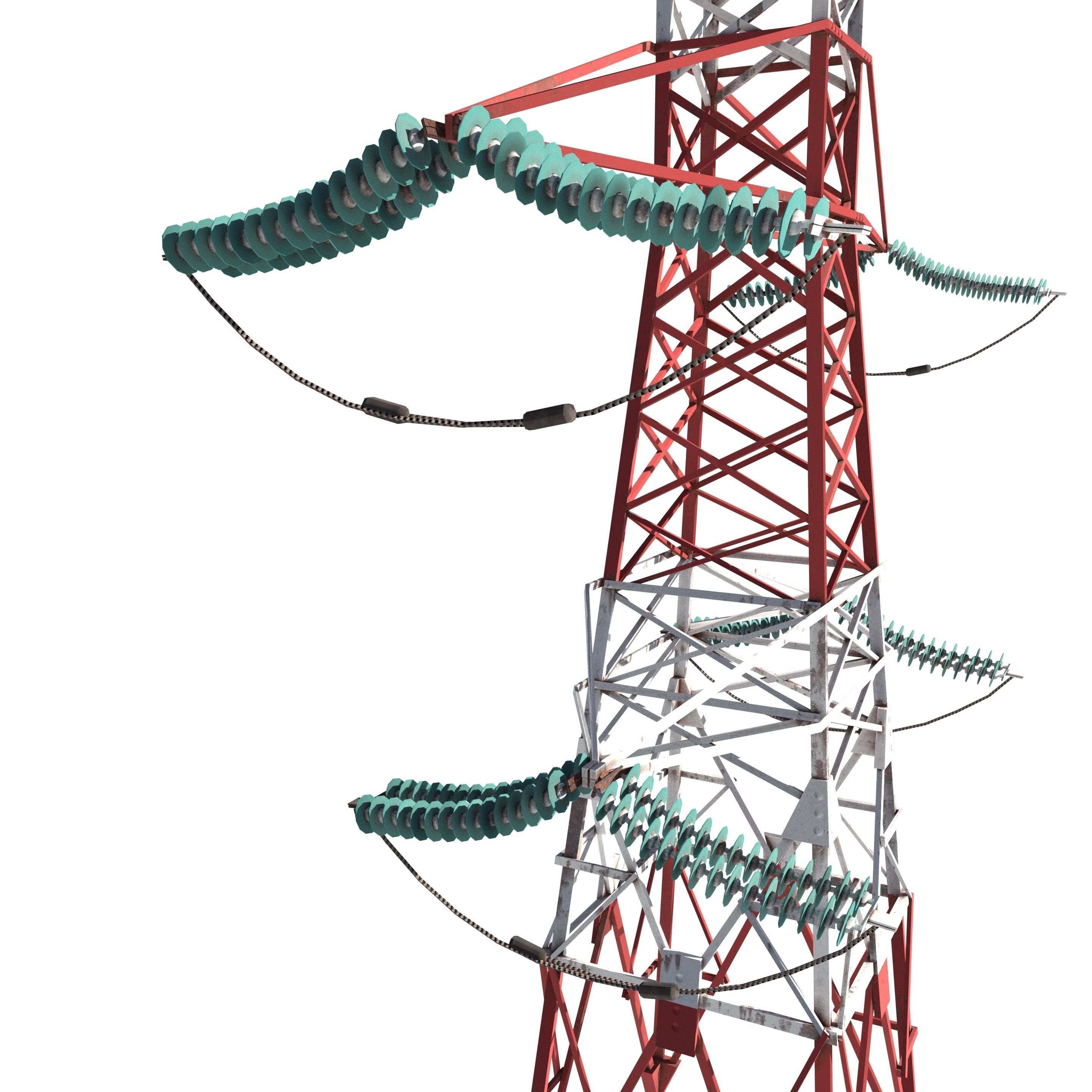 Electricity Pole 8 Low-poly 3D model_5