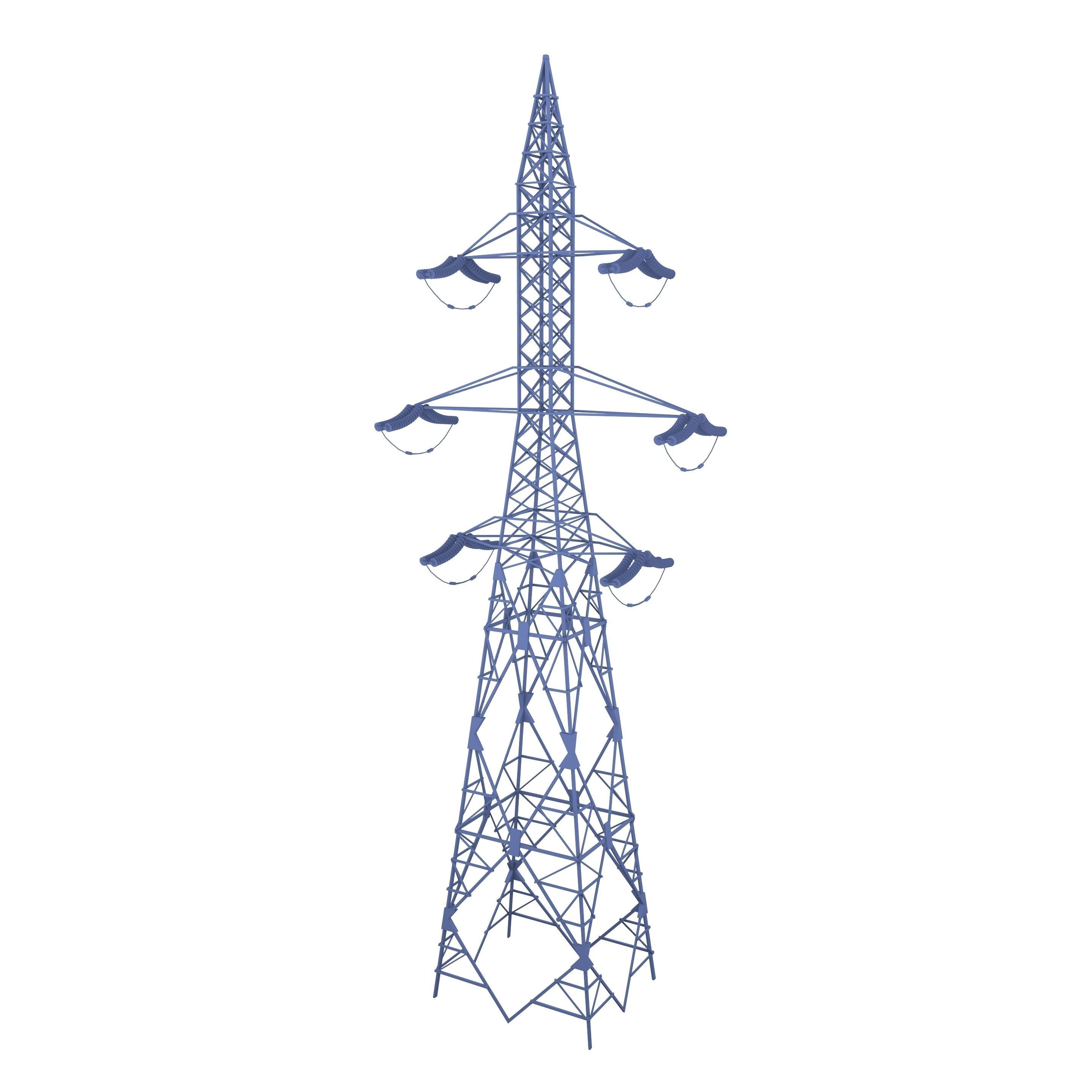 Electricity Pole 8 Low-poly 3D model_7
