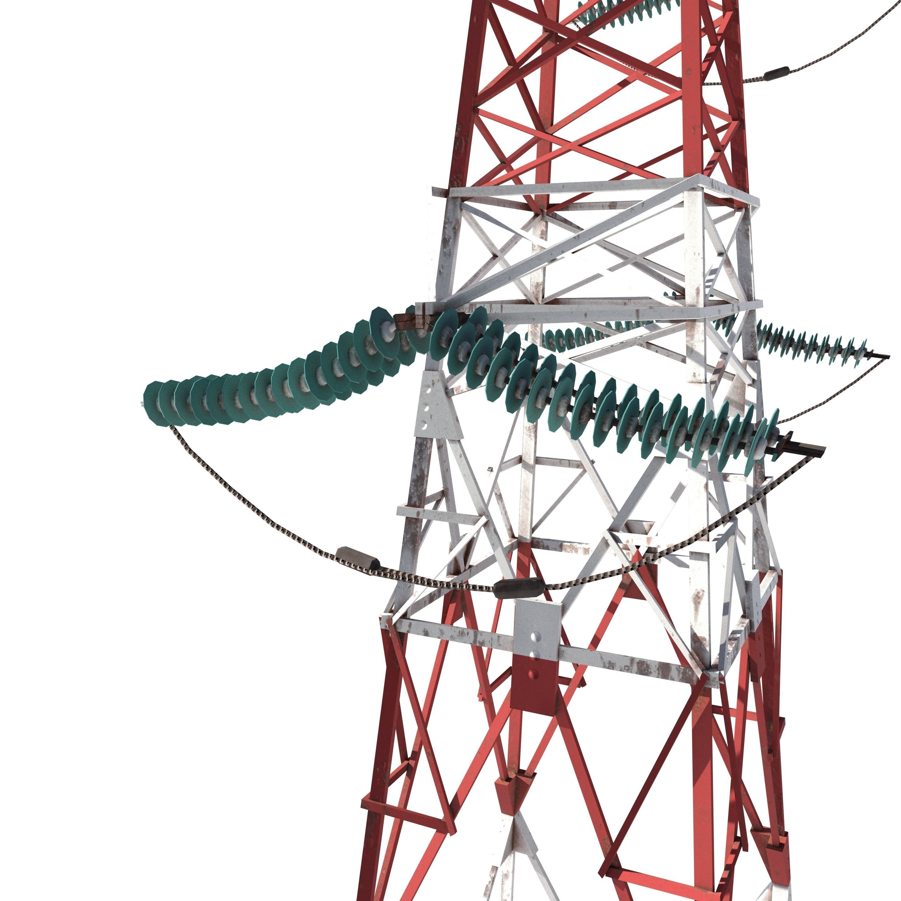 Electricity Pole 8 Low-poly 3D model_4