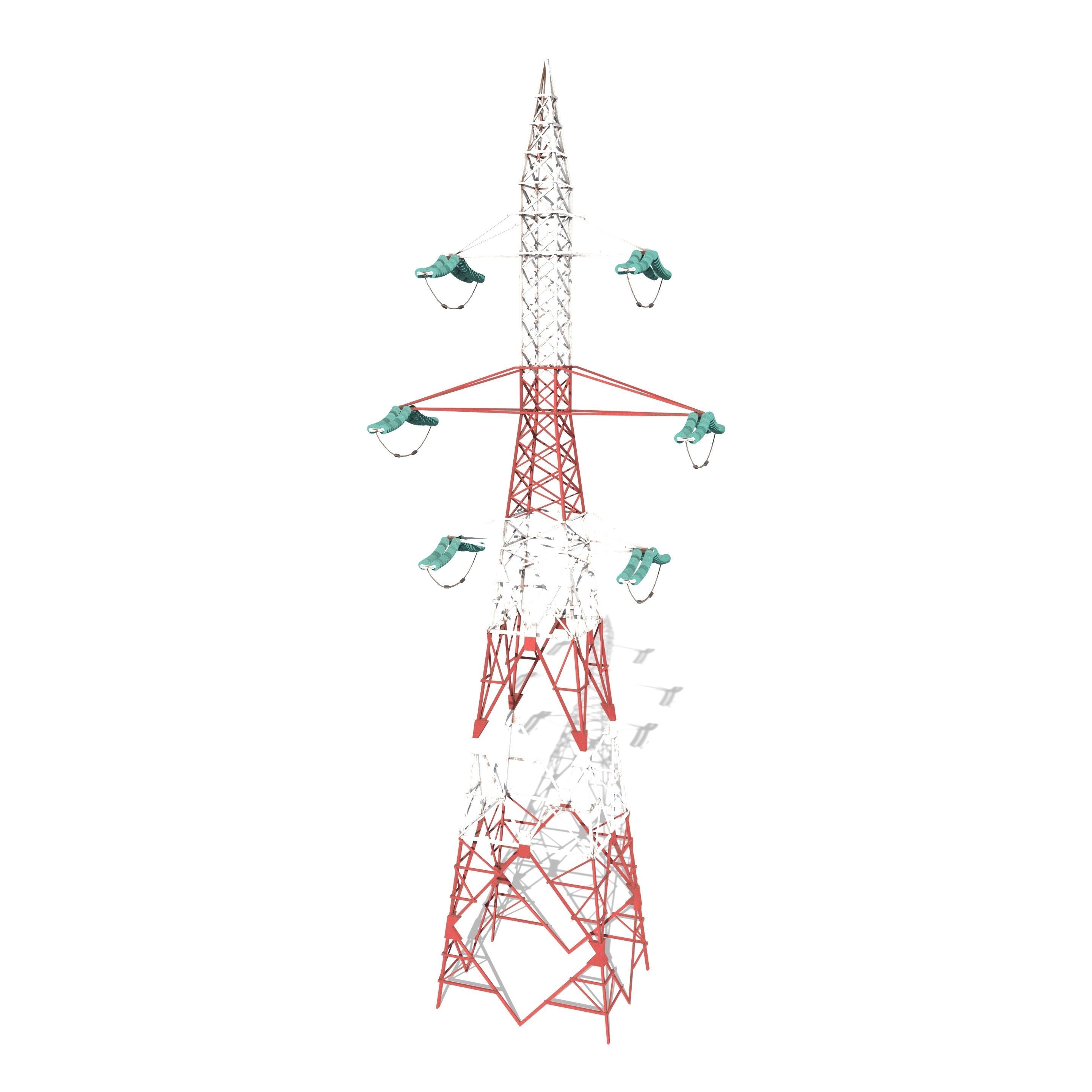 Electricity Pole 8 Low-poly 3D model_1