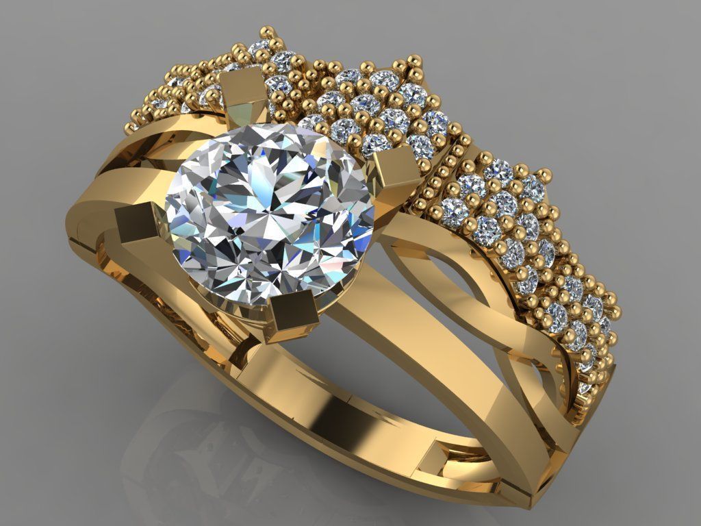 GC GOLD TW0132- Diamond ring 3D print model_4