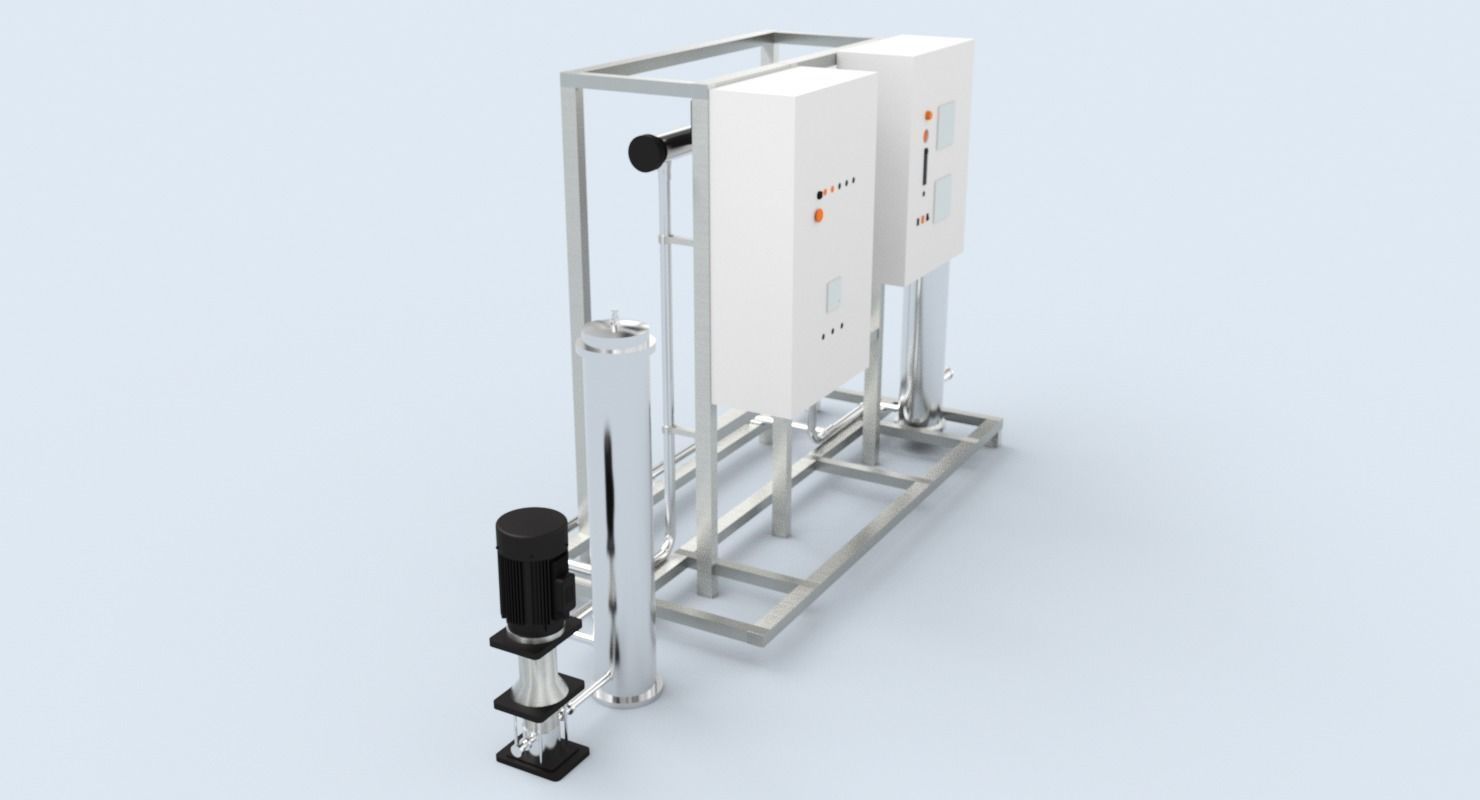 Ultra violet UV purification system for water treatment Low-poly 3D model_2