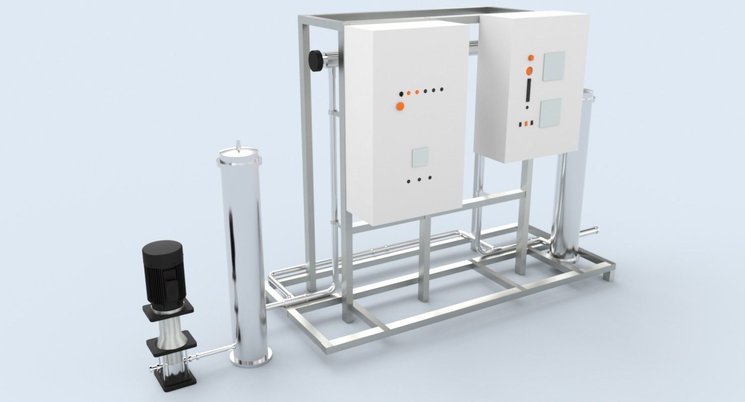 Ultra violet UV purification system for water treatment Low-poly 3D model_1