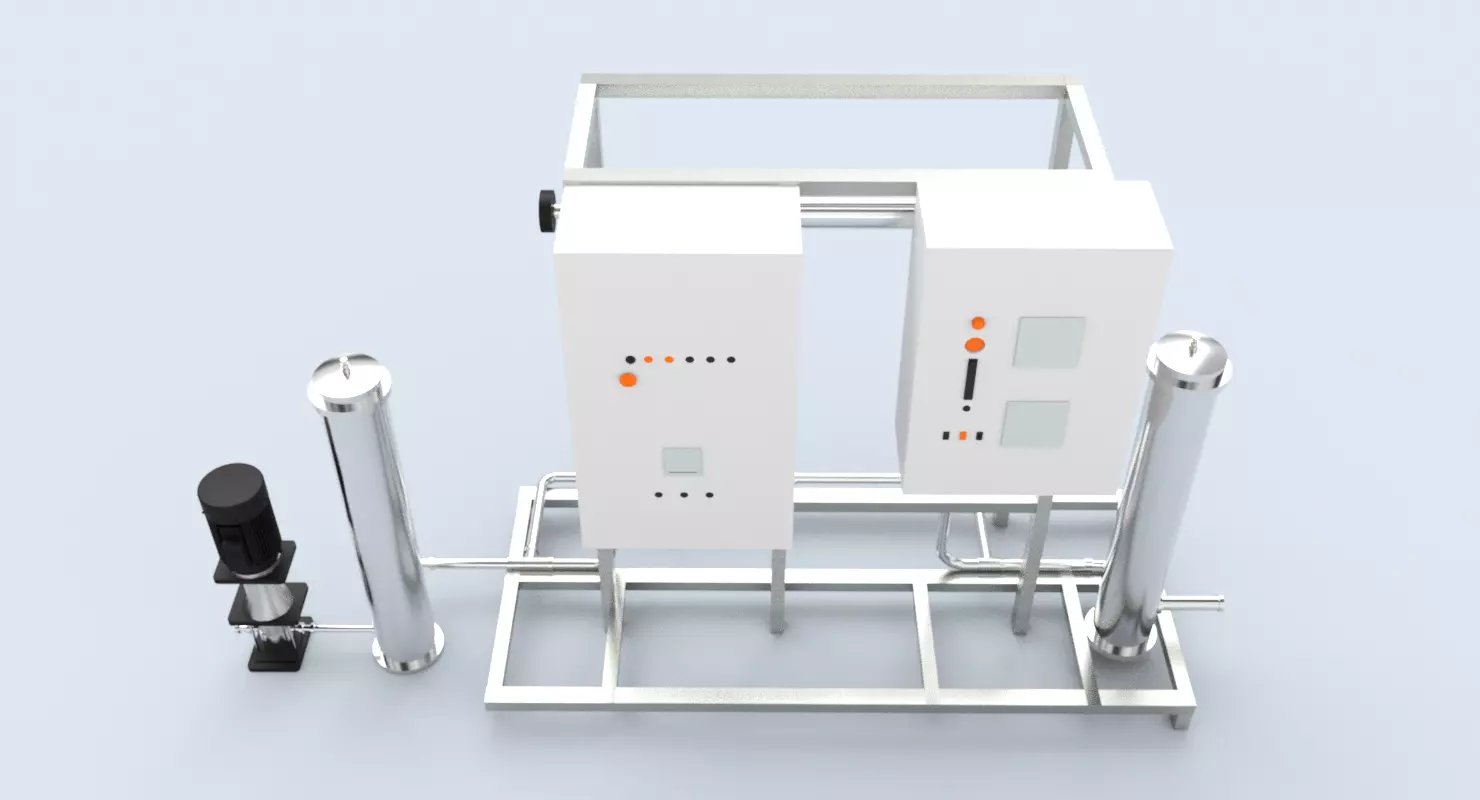 Ultra violet UV purification system for water treatment Low-poly 3D model_0