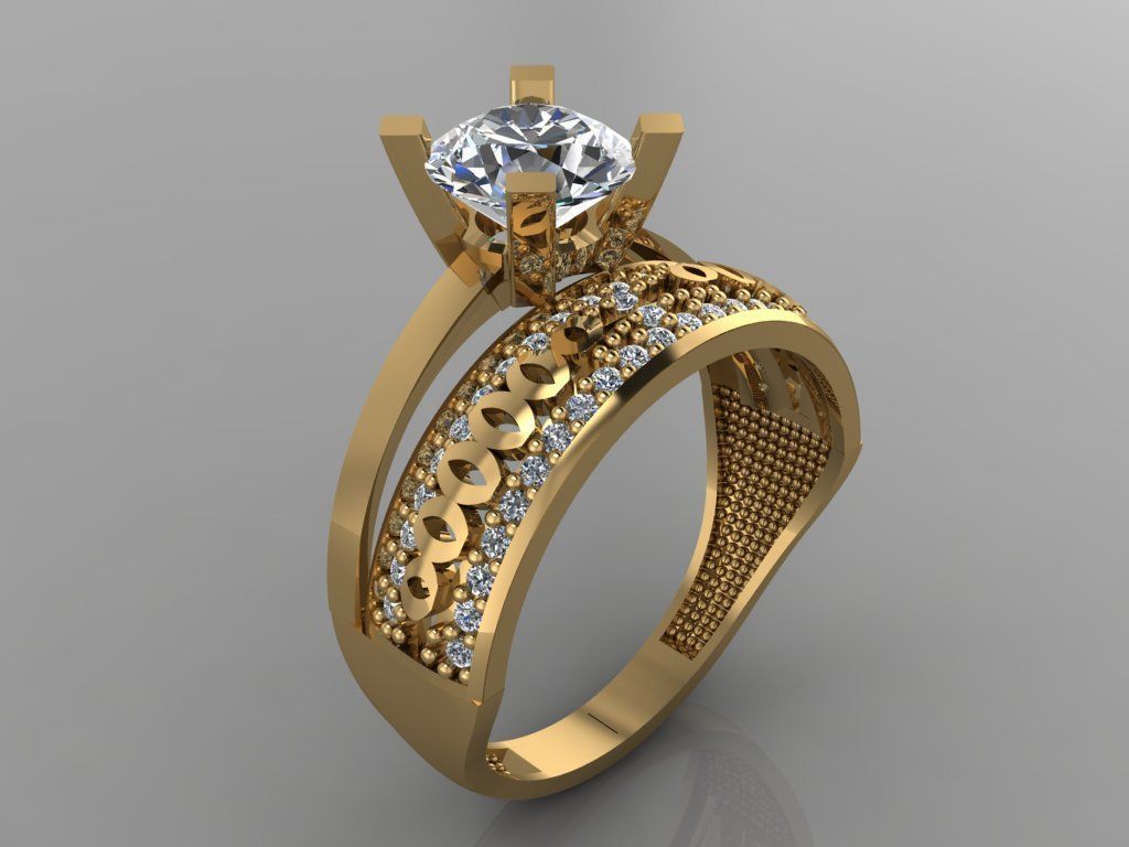 GC GOLD TW0134- Diamond ring 3D print model_2