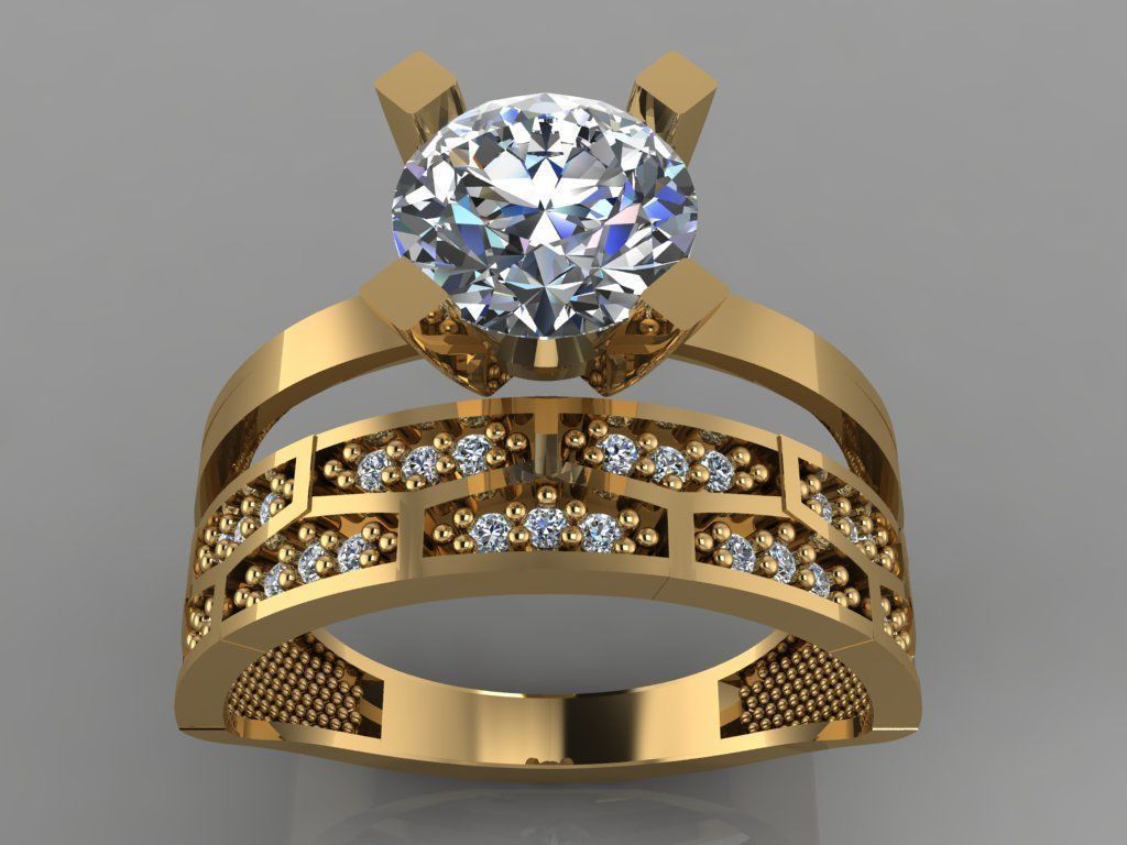 GC GOLD TW0135- Diamond ring 3D print model_1