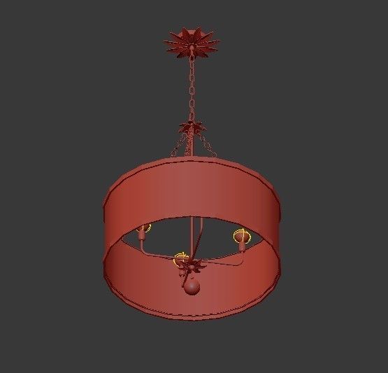 Broche 6 Light Antique Gold Chandelier 3D model_2